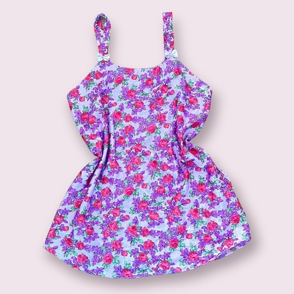 Vintage pink and purple floral slip dress